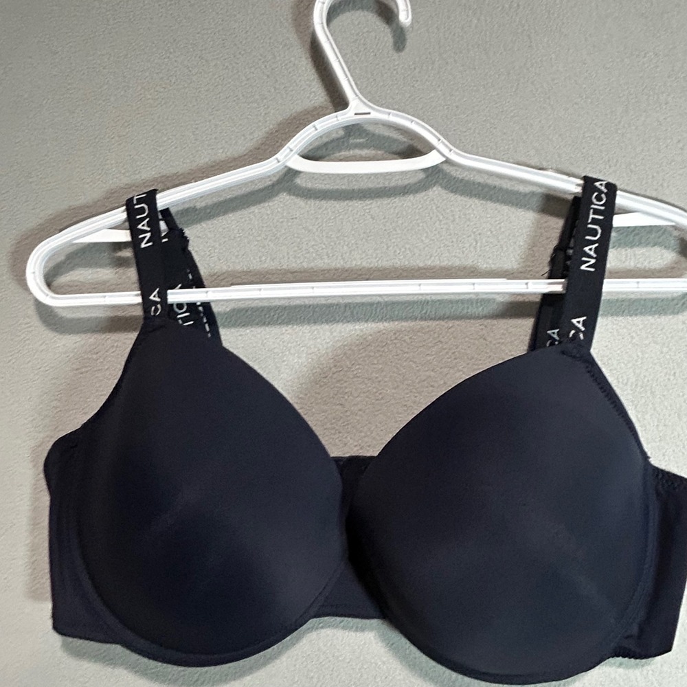 Nautica Bra Women 40D Navy Blue Logo Strap Underwire T-Shirt